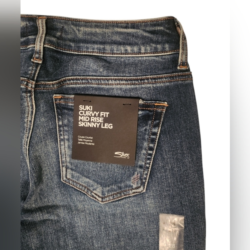 Womens Silver Jeans Co. Suki Curvy Fit Mid Rise Jeans Distressed 28/29 MSRP $84 - Picture 11 of 15